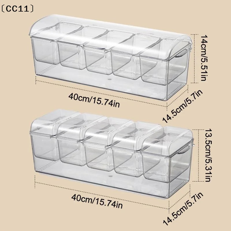 Chilled Condiment Server 5 Compartment Acrylic Lid Clear Salad Qme