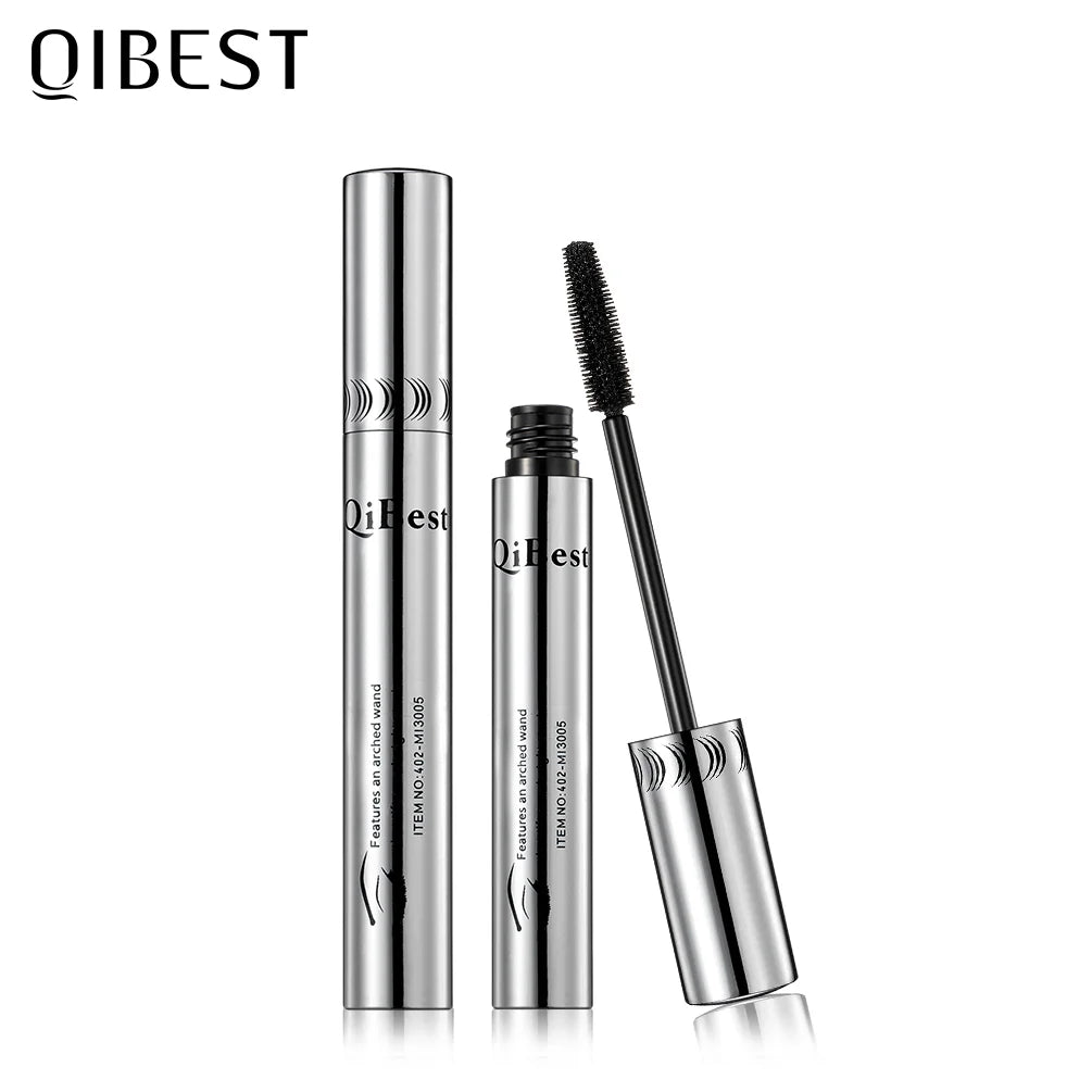 QIBEST 4D Black Mascara Waterproof Curling Lengthening Eyelash Rimel Mascara Thick Women Professional Makeup Silk Fiber Mascara Qme