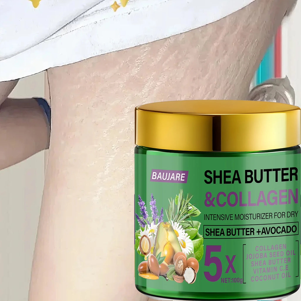 Shea Butter & Collagen Face Cream - Intensive Moisturizer for Dry Skin with Avocado & Hyaluronic Acid Qme