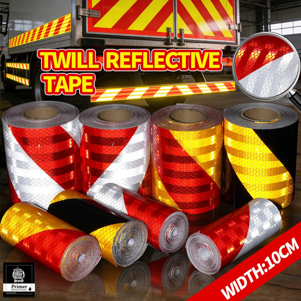 High Visibility Twill Reflective Tapes PET Material 10cmX1/3/5/10M Safety Warning Tapes Waterproof Self-adhesive For Cars DIY Qme