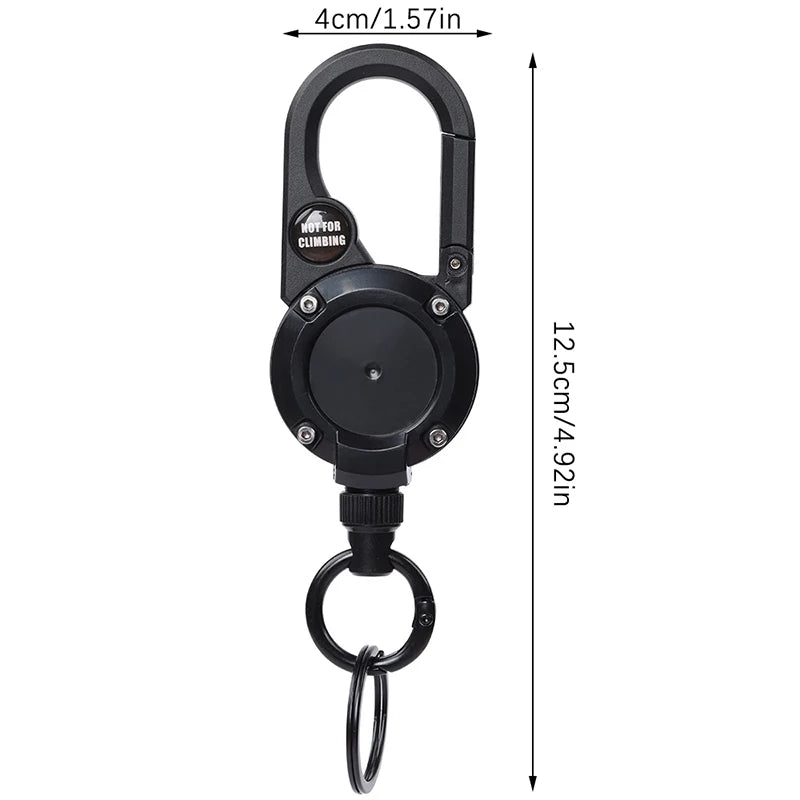 Anti-theft Metal Easy-to-pull Buckle Rope Elastic Keychain Qme Black