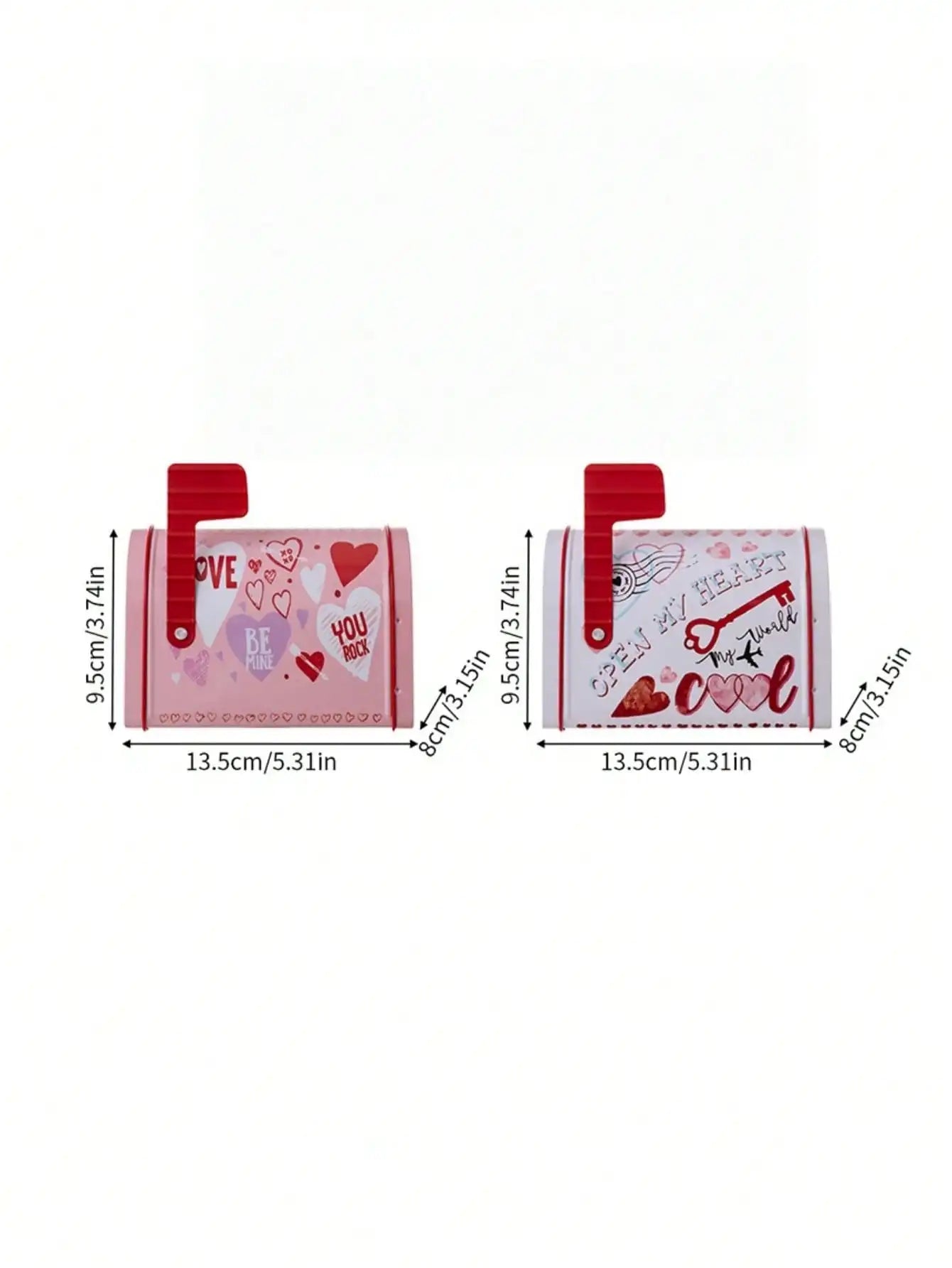 Heart-shaped Metal Storage Box Sweet Valentine Present Wedding Qme pink and white M