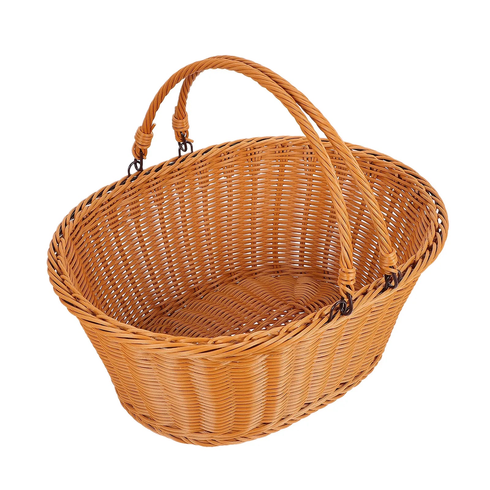 1Pcs Rattan Basket Portable Storage for Home Picnic Restaurant Exquisite Weaving Art Portable Rattan Basket Qme