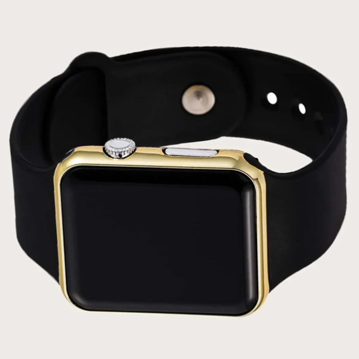 1pc Black Plastic Strap Fashionable Square Dial Electronic Watch Qme