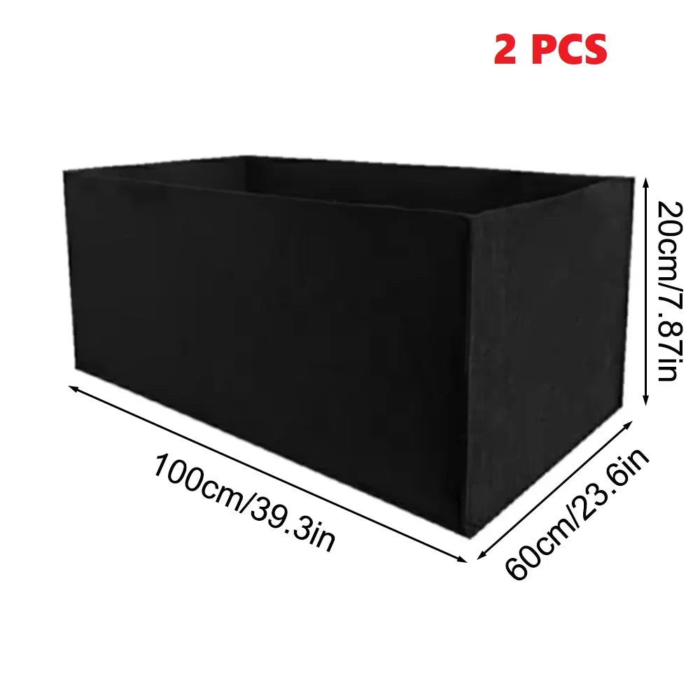 Garden Square Felt Growing Bucket Plant Growth Bag Multi-Functional Vegetable Plant Non-Woven Felt Growing Bag Qme 2PCS 100x60x20cm