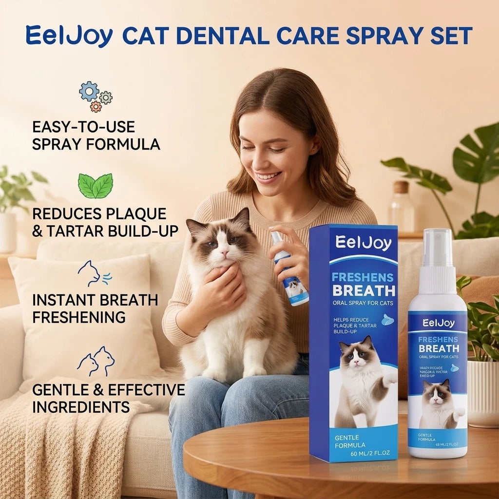 Cat Oral Care Spray Remove Plaque Reduce Tartar Build‑up Eliminate Bad Breath Easy‑to‑use Gentle Formula Mouth Cleaning Solution Qme