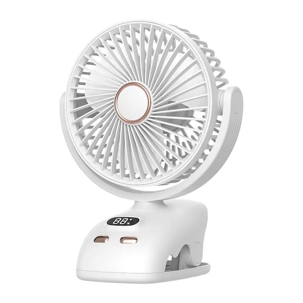 Clip On Desk Fan Personal Rechargeable LED Display Multifunctional Portable Fan Portable Fan With Night Light And5 Wind Speeds Qme WHITE China Mainland