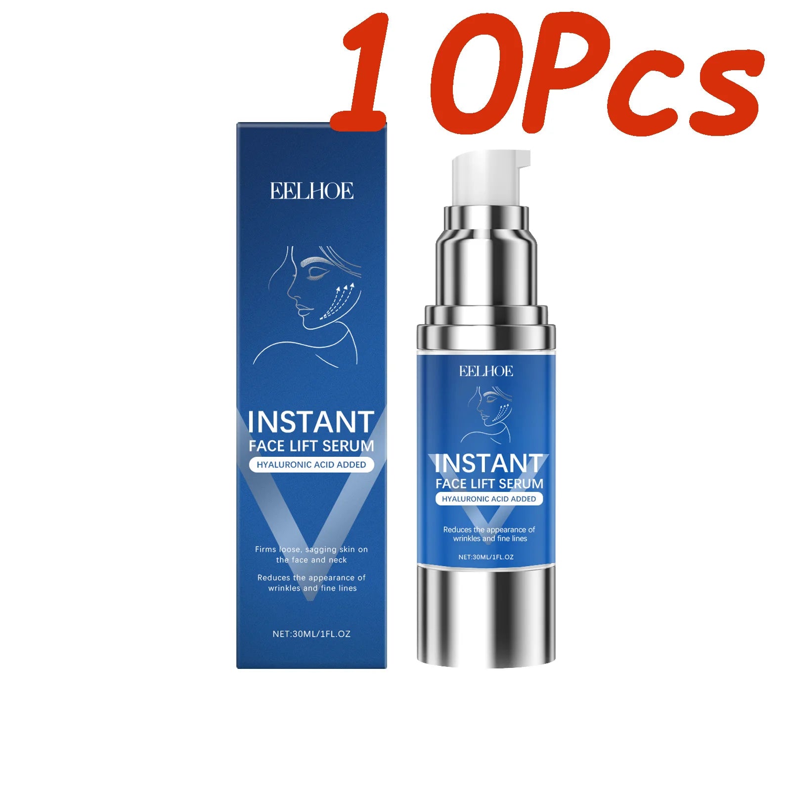 Instant Face Lifting Serum Firming Anti-Wrinkle Deep Moisturizing Brightening Smoothing Fade Fine Lines Tightening Essence Qme 10 x 30ml Boxed