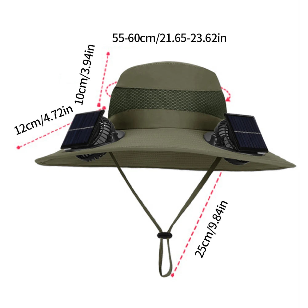For Outdoor Camping Fishing Hiking Sunscreen Fisherman Hat Solar Fan Cap Portable Solar Charging Cap with Fan Suitable Qme