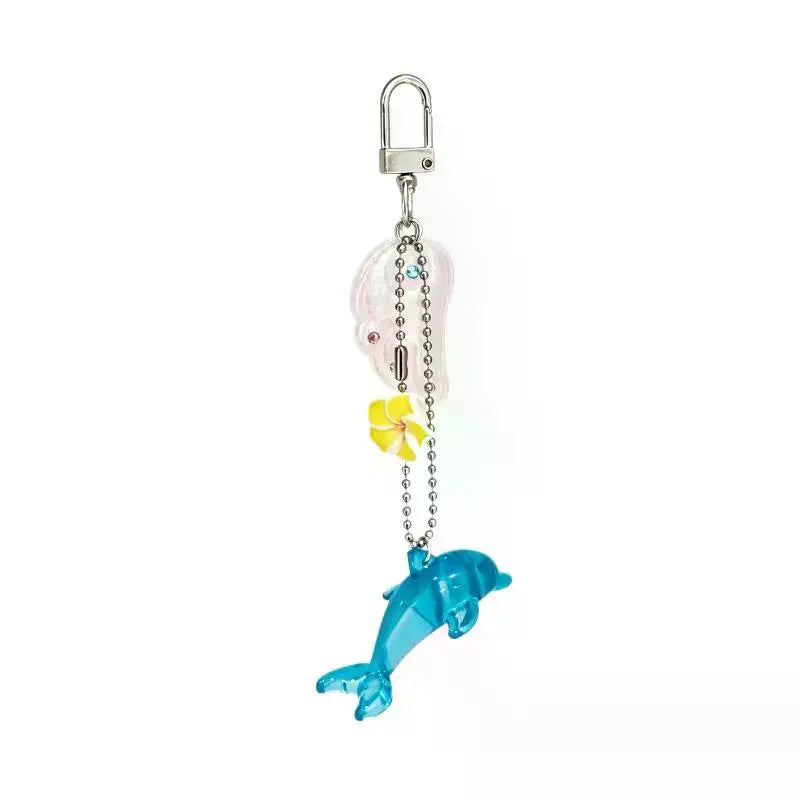 Y2K Dolphin Keychain Vintage Alloy Polished Smooth Cute Charm for Backpack Crossbody Bag Women Gift Accessory Qme