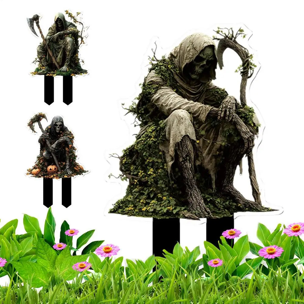 Halloween Yard Stakes Decorative Garden Stakes For Halloween Decor 2D Acrylic Scary Outside Decor Signs For Porch Patio Backyard Qme Blue A China Mainland