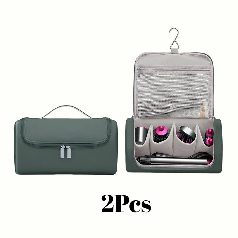 1 Hideable Hook Hair Dryer Case Waterproof Large Capacity Travel Qme Green 2Pcs 36.5x14x16.5cm