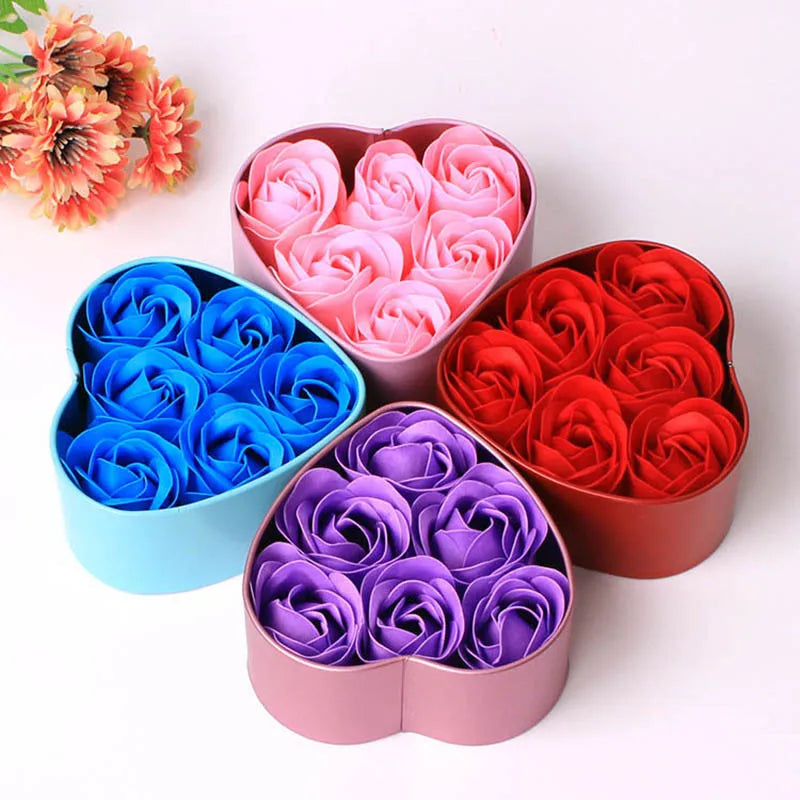 6Pcs Heart-shaped Rose Gift Box Simulated Rose Soap Flower Mother's Day Rose Gift Box Valentine's Day Rose Gift Wedding Souvenir Qme