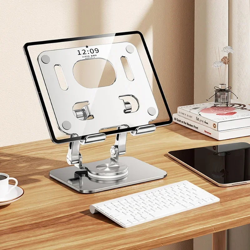 Aluminum Tablet Stand Desk Riser 360° Rotation Multi-Angle Height Adjustable Foldable Holder Dock for Xiaomi iPad Tablet Qme