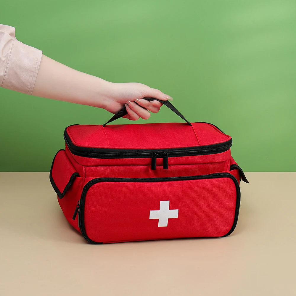 High-Capacity Portable First Aid Kit, Travel Medicine And Medication Storage Bag Oxford Cloth Organizer Box Emergency Survival Qme