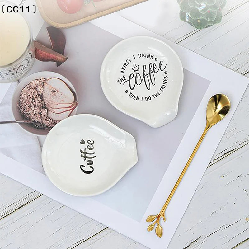 White Ceramic Versatile Spoon Holder Tray Perfect Coffee Soup Spoons Qme