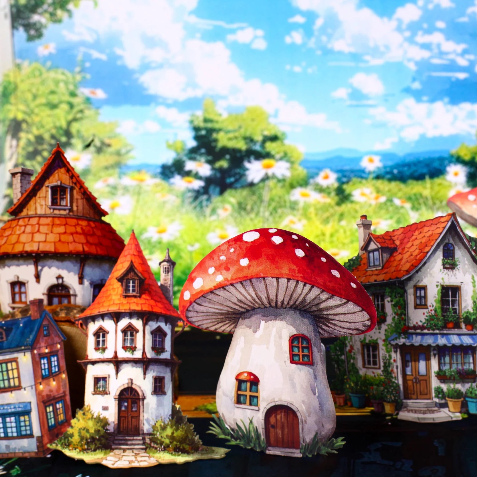 10pcs Fairy Tale Mushroom Town Sticker Pack DIY Decorative Paper Scrapbooking Material handmade Diary Album Junk Journal Supplie Qme