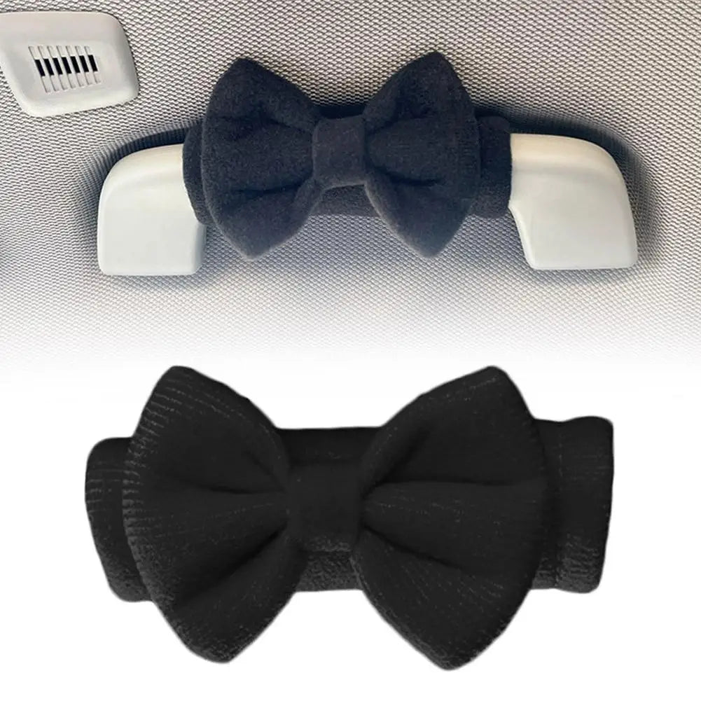 Bow Tie Car Handle Protector Cover Cute Roof Armrest Protective Qme Black