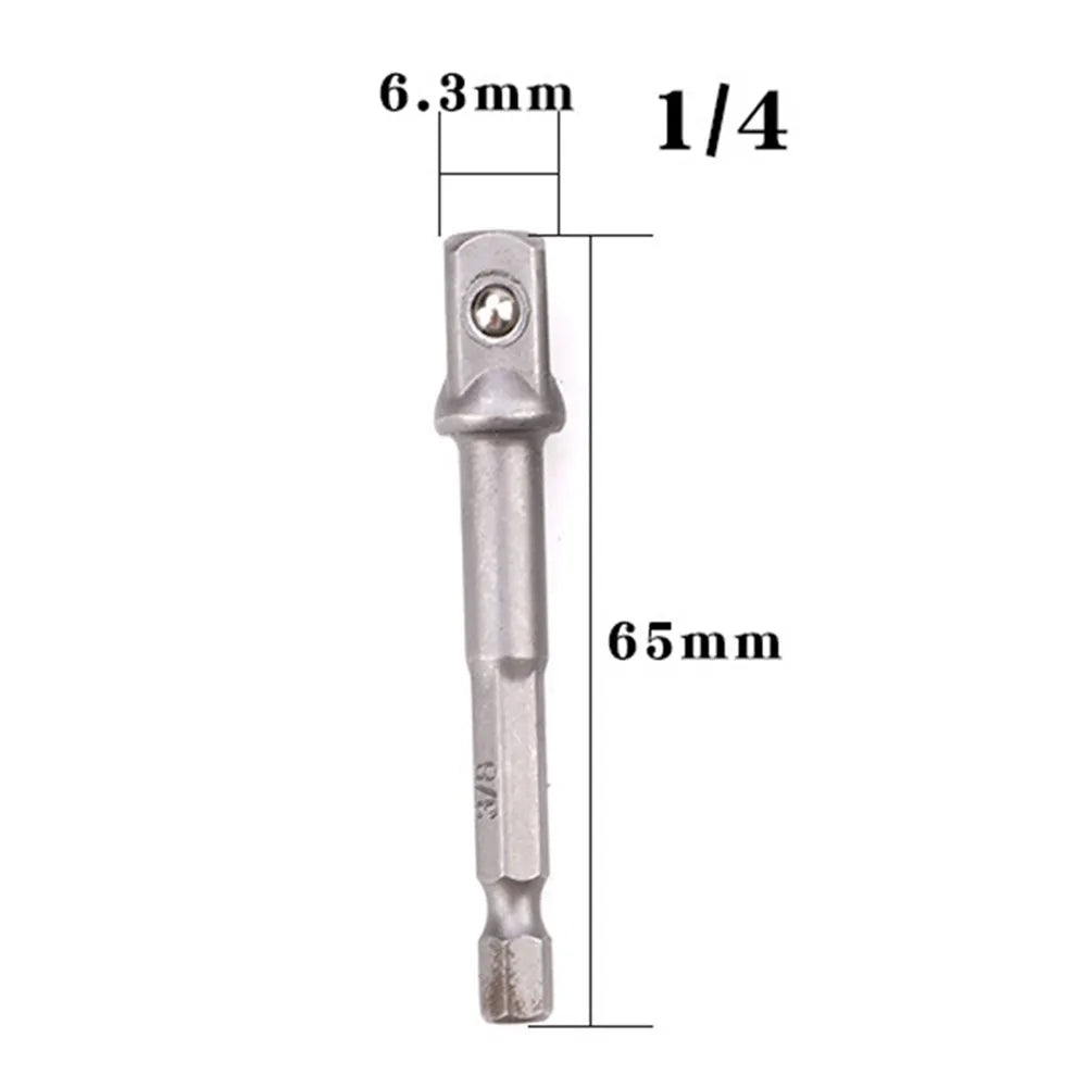 1/4pcs Socket Adapter Power Drill Square Head For Screwdriver Head Drill Bit Shank Extension Nut Driver Sockets Power Tools Part Qme 65mm