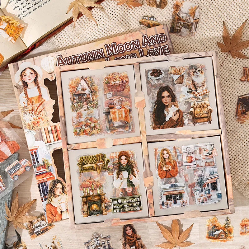 100 pcs Vintage Scrapbooking Stickers Handbook Gift Boxes Kit DIY Collage Journal Decor Materials Aesthetics Stationery Stickers Qme F