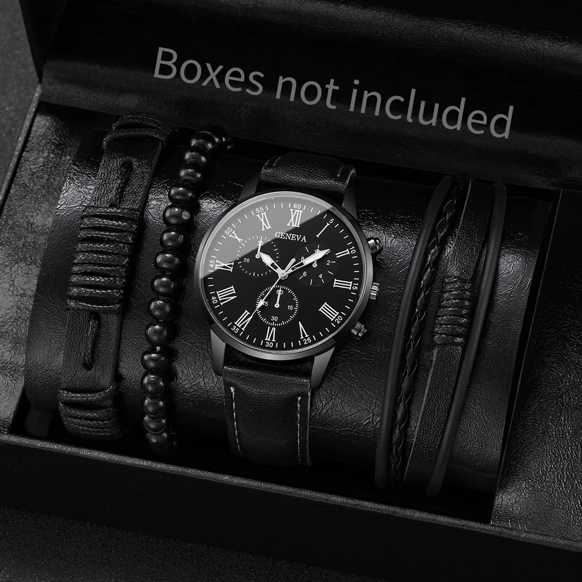 4/5 pçs moda masculina relógios homem negócios quartzo relógio de pulso vintage pulseiras de couro conjunto reloj hombre Qme 2