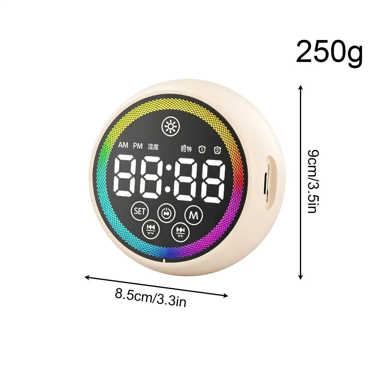 Digital Alarm Clock LED Display Portable Loud Sound Speaker Bedside Qme