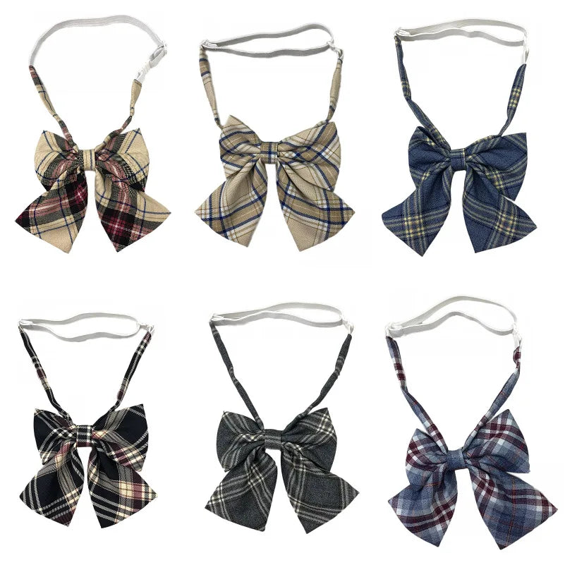 Cute Ladies Bowtie Fashion Butterfly College Plaid Check Bow Tie Qme