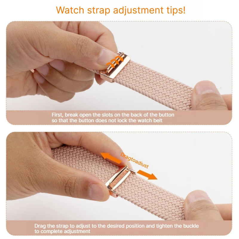 B Built-in Magnetic Nylon Braided Watch Strap For Samsung Galaxy Watch 8 Watch 9, Adjustable Breathable Sports Replacement Band Qme