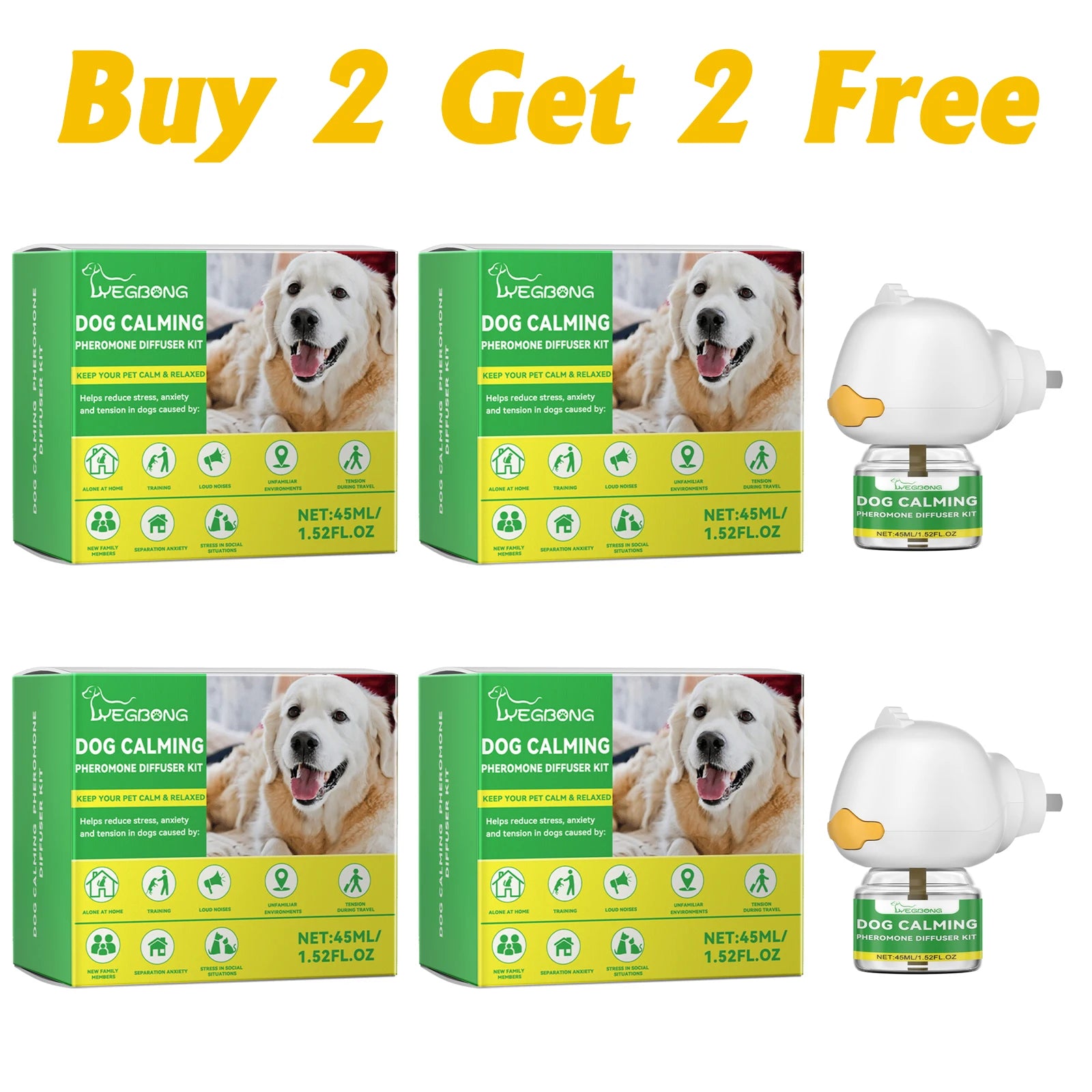 Dog Calming Diffuser Kit Relaxing Anti Anxiety Relief New Environment Stress Preventing Urinary Incontinence Pet Soothing Liquid Qme Buy 2 Get 2 Free