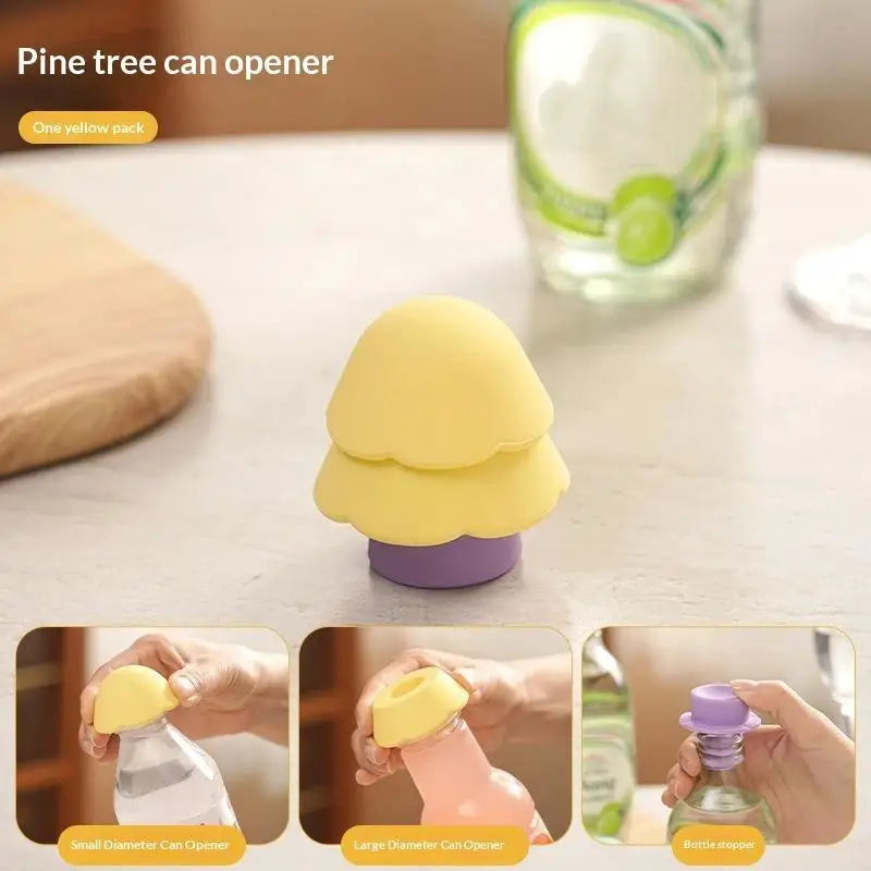 3 In 1 Pine Tree Shape Bottle Silicone Opener Household Beverage Bottle Can Opener Plastic Bottle Size Caliber Universal Stopper Qme A2