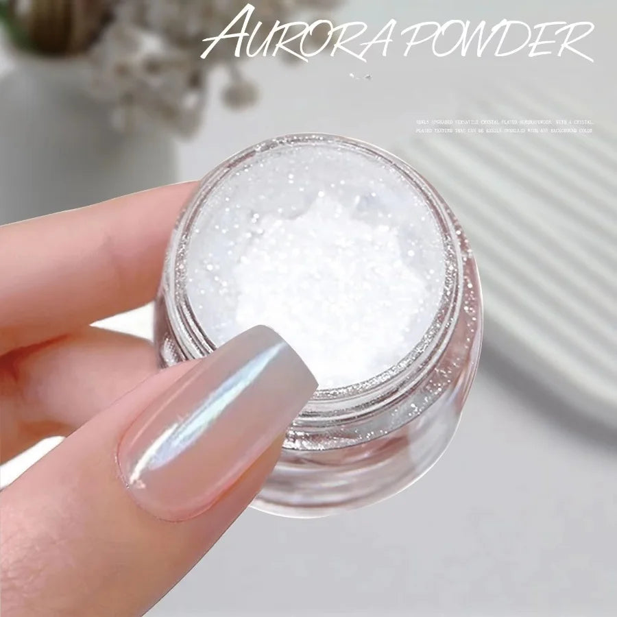Moon Light Holographic Nail Powder Solid Glitter White Mirror Effect Qme