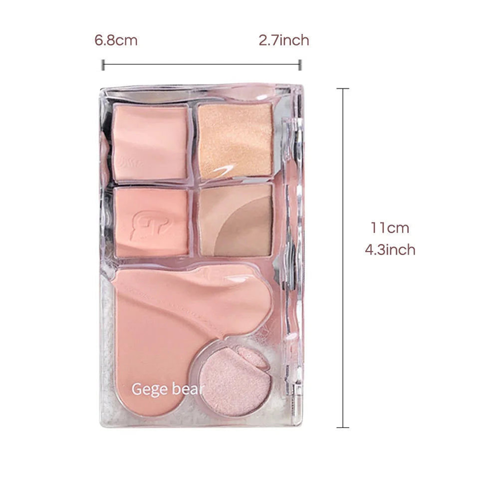 Pinky Heart Gege Bear Eyeshadow Palette Matte Pearlescent Earth Qme