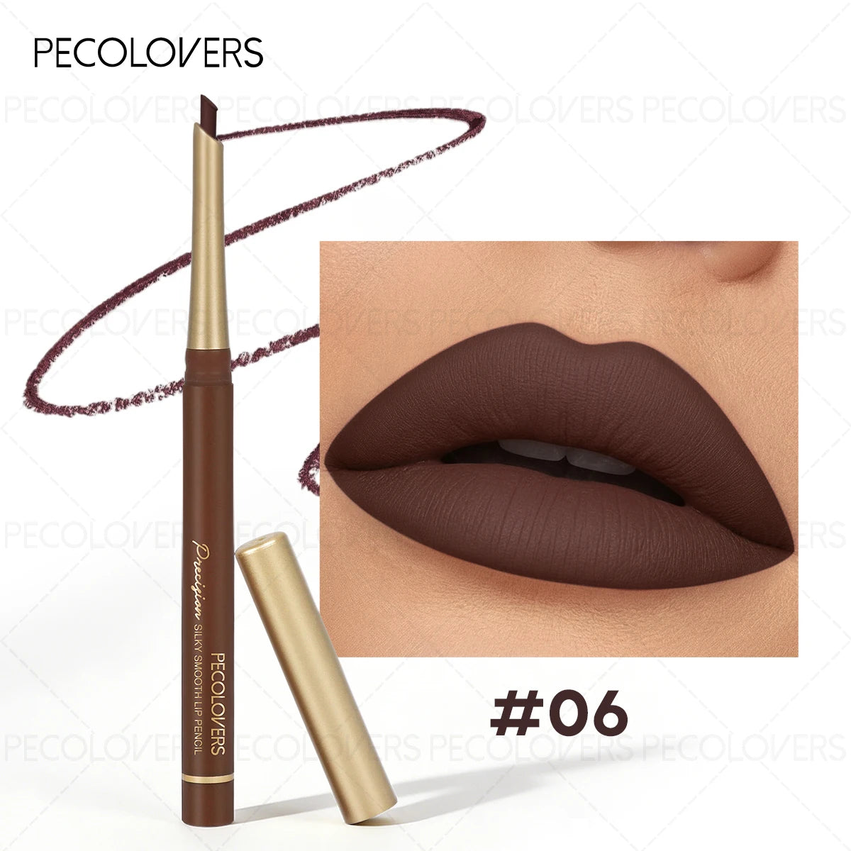 Brown Tube Slanted Lip Liner Outlines Contours Plump Charming Qme 06