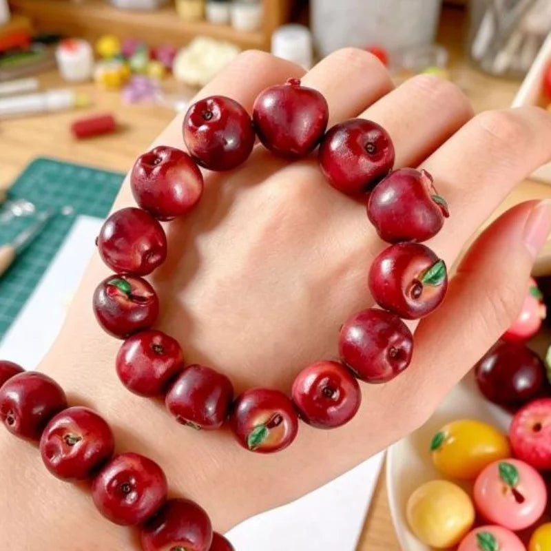 10PCS Lifelike 3D Fruit Resin Beads Fadeless Waterproof for DIY Bracelet Stringing Festival Decor Craft Projects Qme