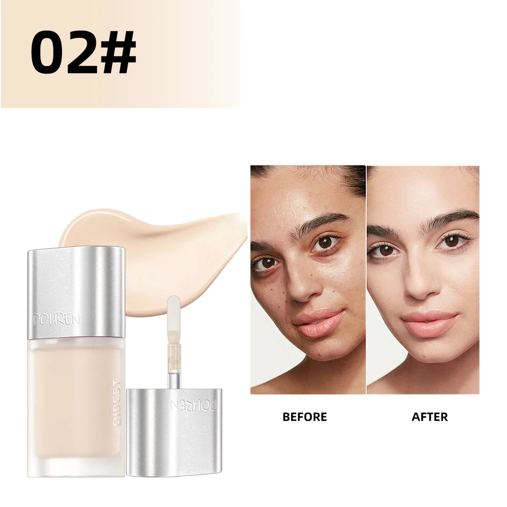 QIBEST 5ml Liquid Foundation Concealer Women Face Makeup Waterproof Oil-Control Concealer Base Cream Cover Dark Circles Cosmetic Qme 02