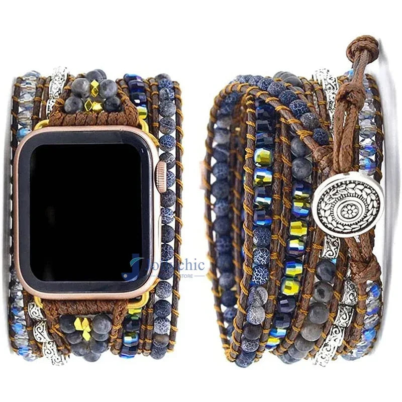 Bohemia Strap for Apple Watch Ultra Band 49mm 44mm 45mm 41mm 42mm 38 Handmade Natural Beads Bracelet Iwatch Series 8 7 6 Se 5 3 Qme Style 9 42-44-45-49MM-M