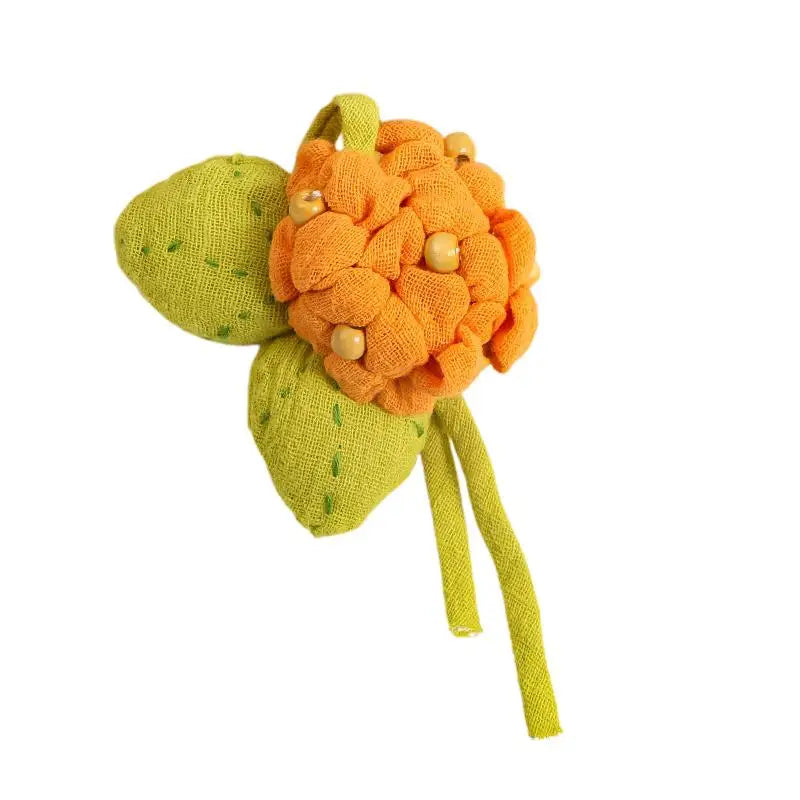 Cotton Linen Hydrangea Brooch Fabric Three-dimensional Flower Cute Qme Orange