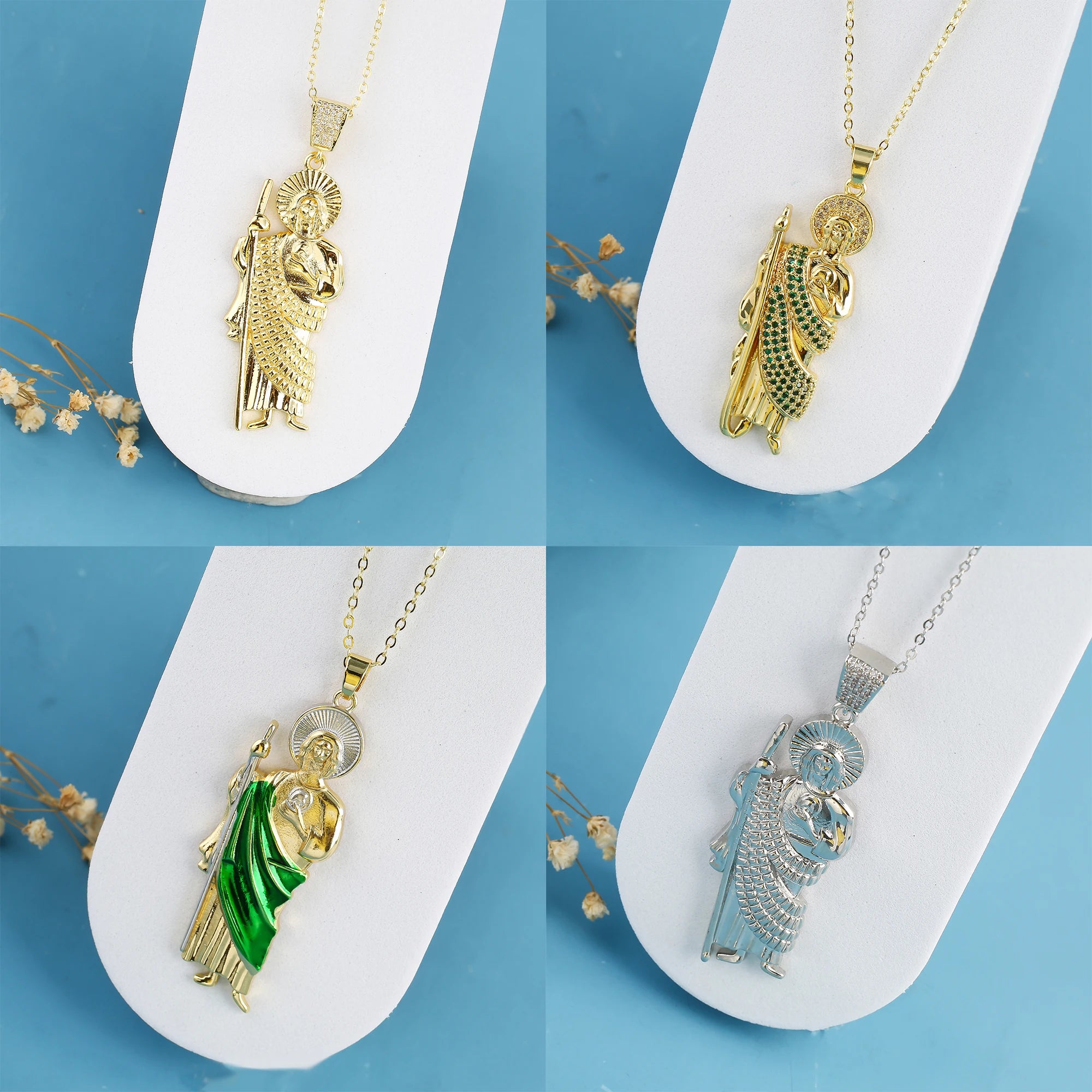 Classic Simple San Judas Tadeo Pendant 14k Gold-plated Men's and Women's Necklace for Religious Daily Party Jewelry Gift Choice Qme
