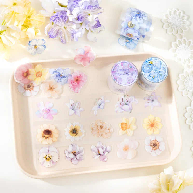 50mm*2m Flowers Plants PET Tapes Junk Journal Adhesiva Scrapbooking Sticker Planner Diary Collage Decoration Stationery Tape Qme