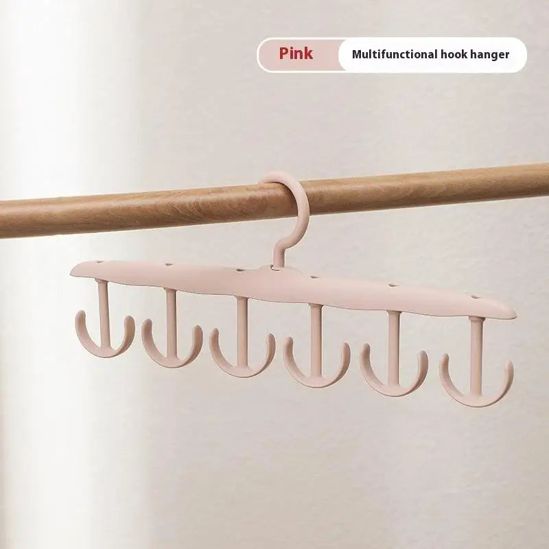 Portable Home Dorm Storage 12-Hook Rotating Hanger Space-saving Qme Pink