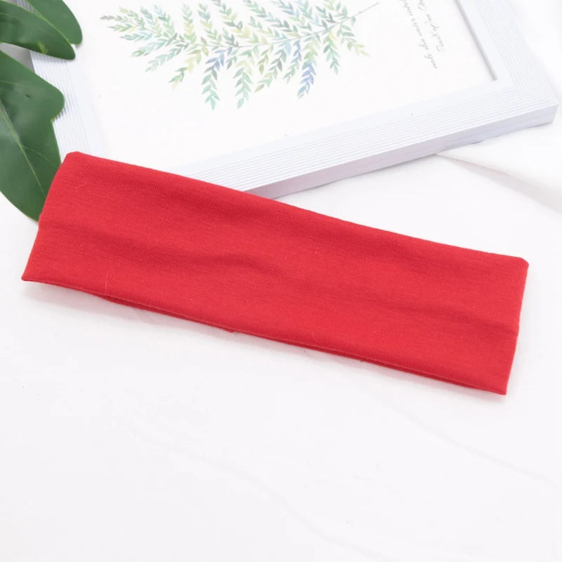 Elastic Cotton Hairband Fashion Headbands Women Men Solid Running Qme Red