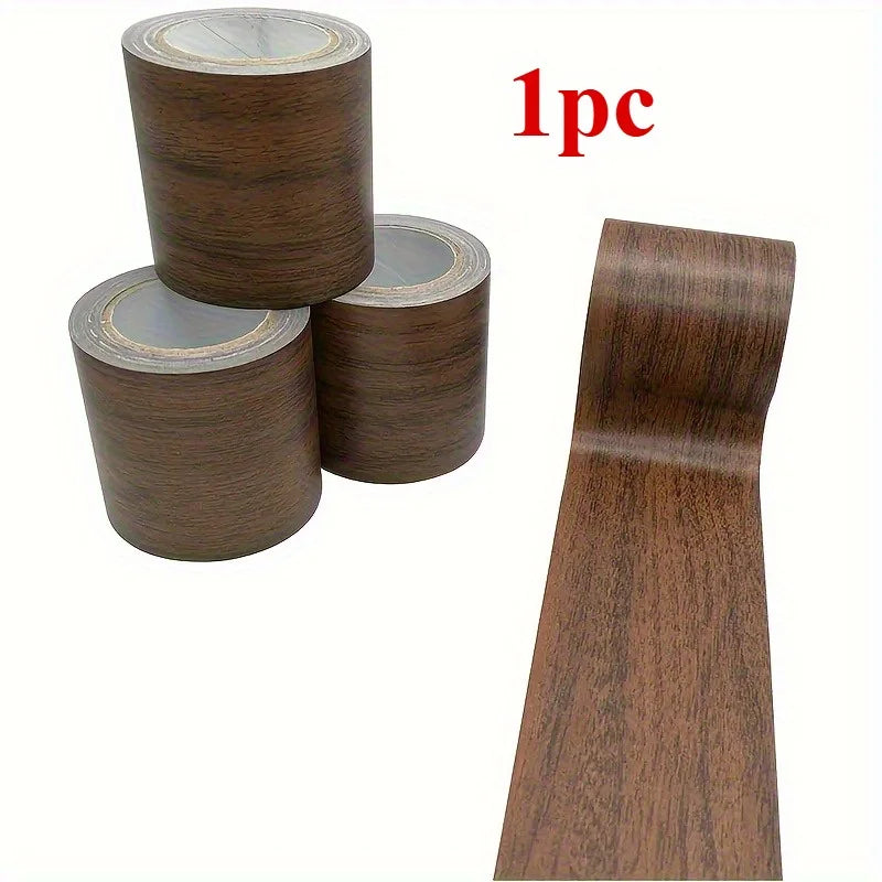 1pc Faux Wood Grain Tape Landscaping Furniture Floor Repair Tape High Adhesive Tape For Office Qme Dark Brown 1pc