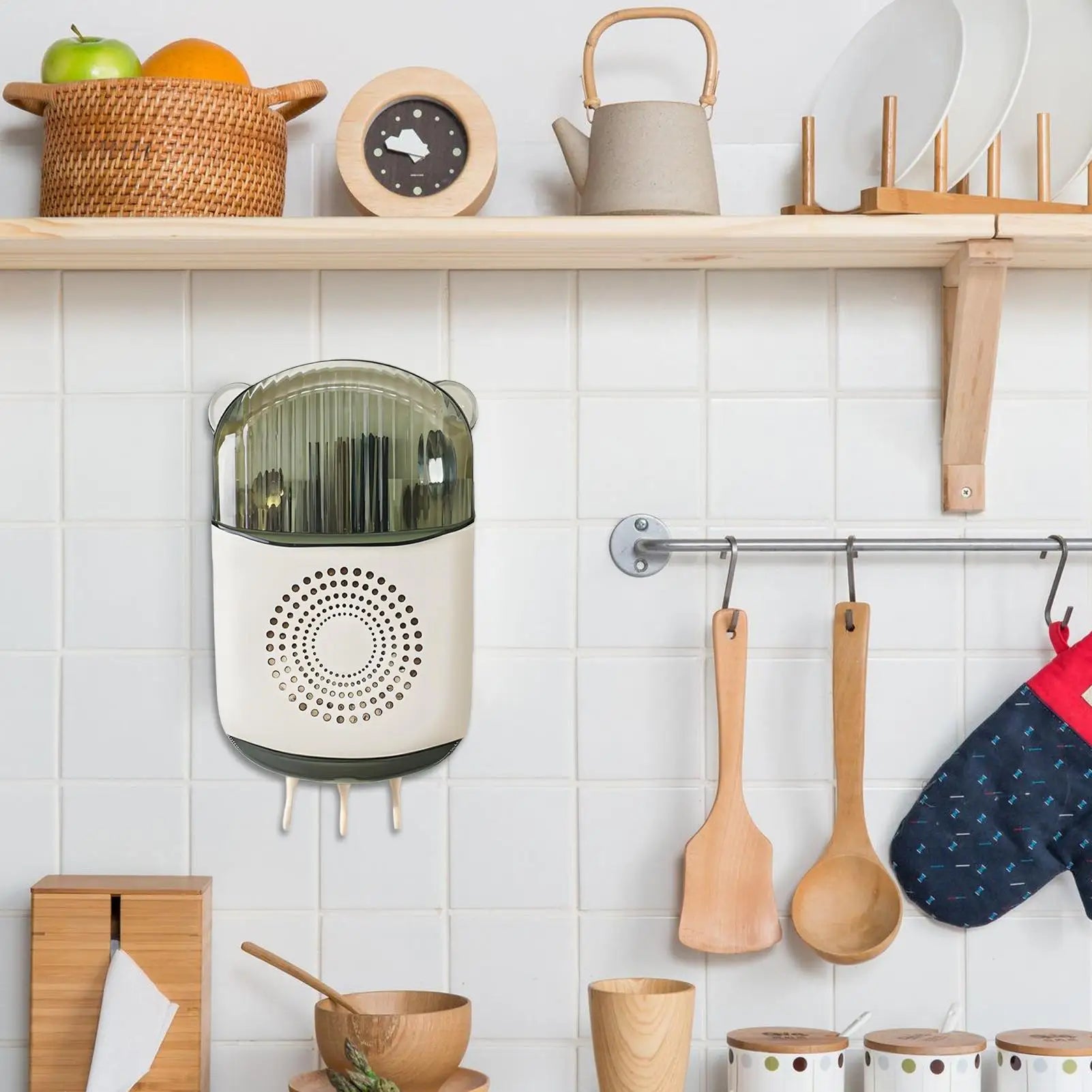 Kitchen Utensil Holder Chopstick Storage Rack Removable Wall Mounted Qme
