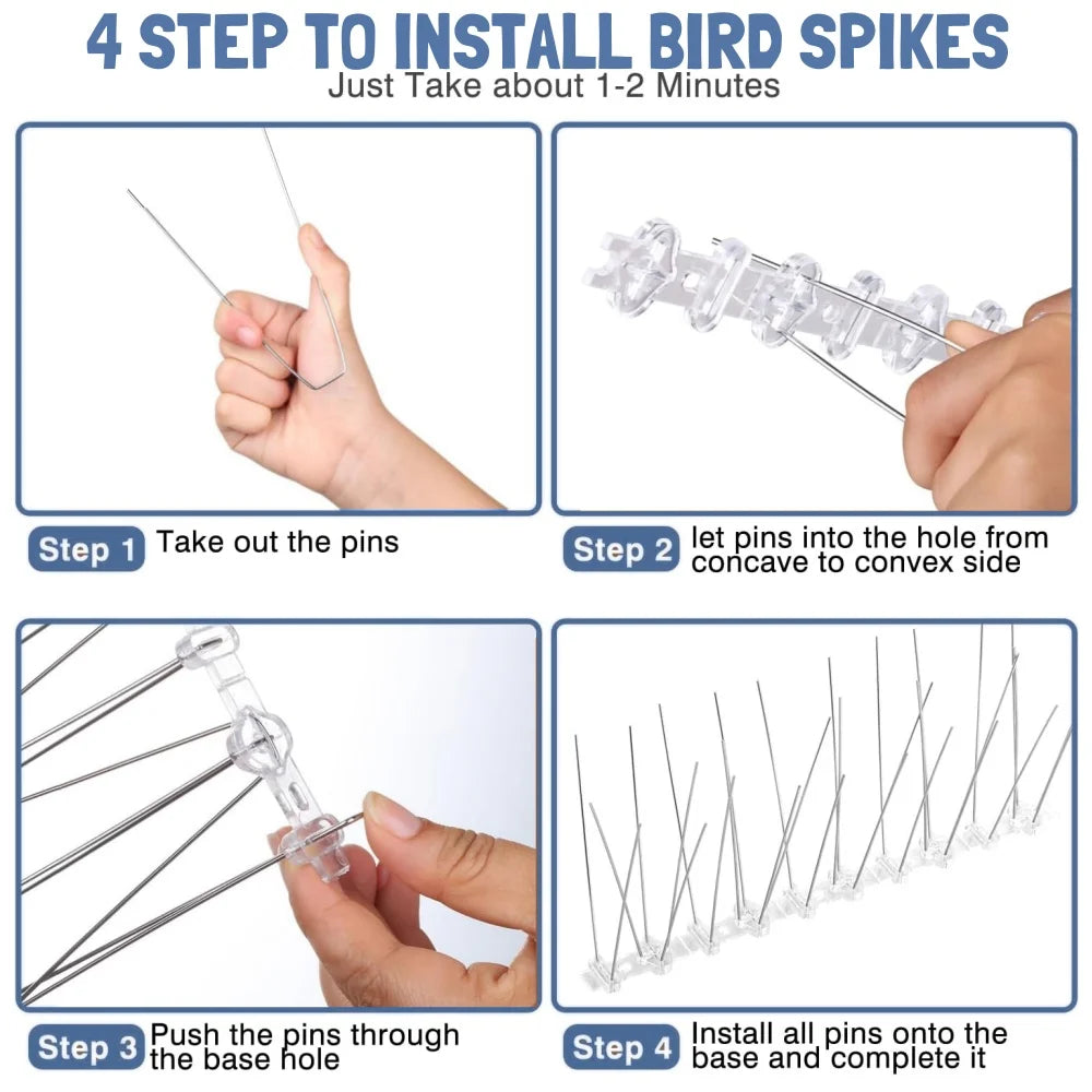 Stainless Steel Anti Bird Thorn Fence Deterrent Anti Bird Pigeon Squirrel Spikes Catcher for Garden Fence Roof Anti Bird Spike Qme