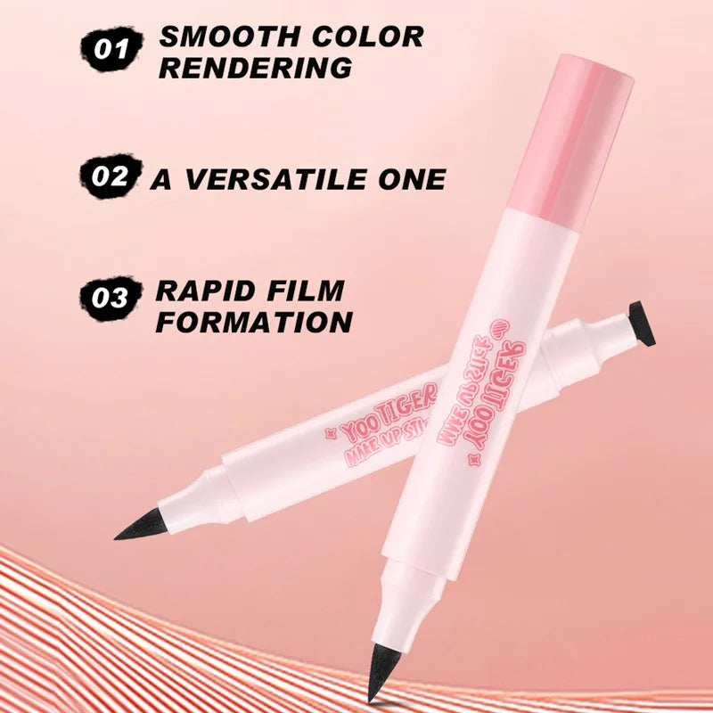 2 in 1 Eyeliner & Aegyo-sal Pen, Double Ended Waterproof Stamp Eyeliner Pencil, Smooth Shadow Liner for Natural Eye Makeup Qme
