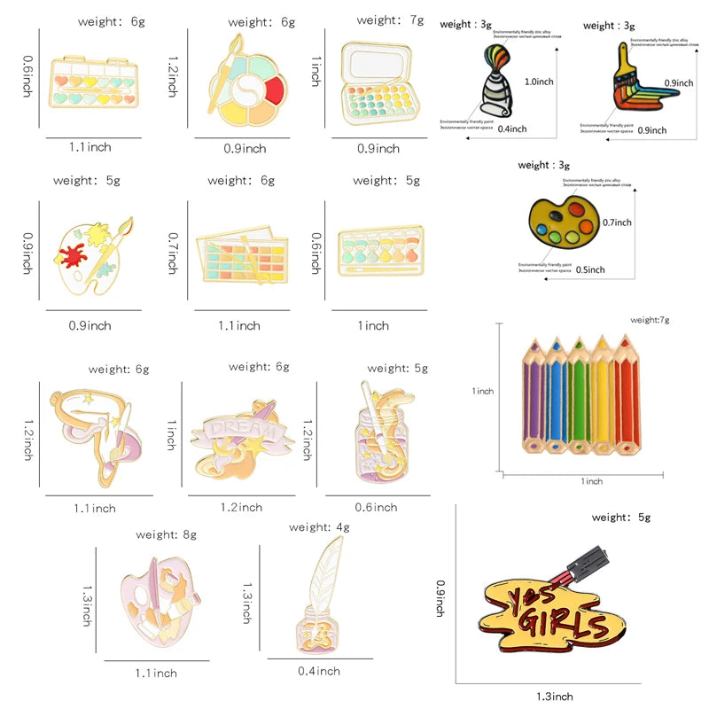 Brush Art Oil Painting Enamel Pins Cartoon Artist Dream Brooches Shirt Lapel Pin Badge Jewelry Gift for Friends Drop Shipping Qme
