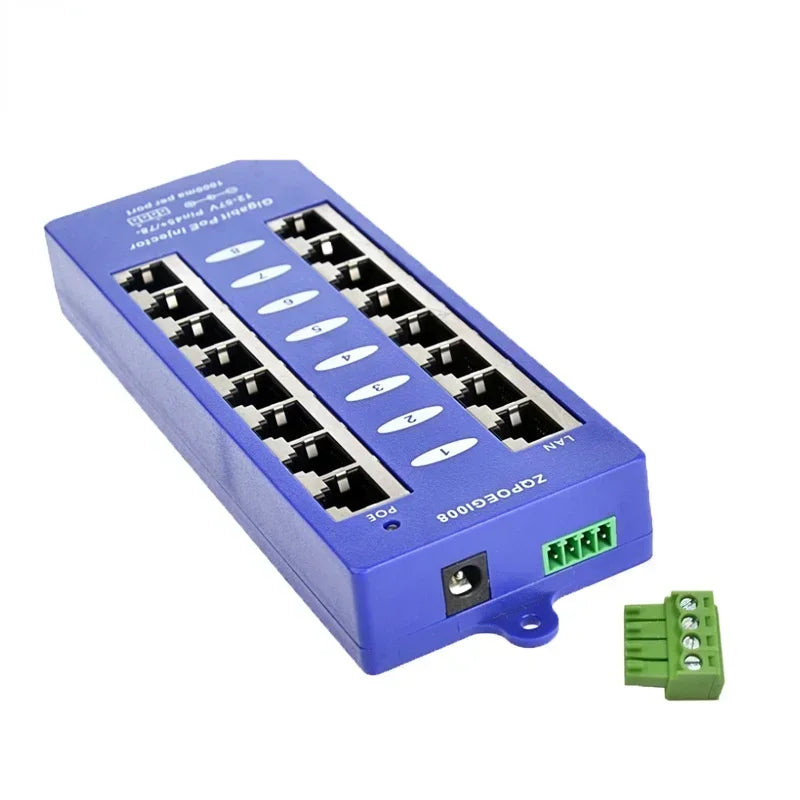 Mode B Gigabit PoE Injector 1000Mbps PoE Patch Panel 802.3af For up to 8 IP Cameras WiFi Access Point(AP) Qme