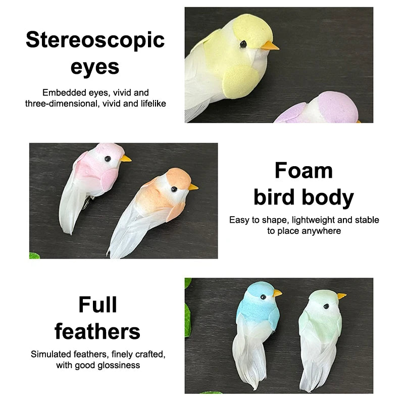 Cute Artificial Birds Fake Foam Animal Simulation Feather Models Tit Qme