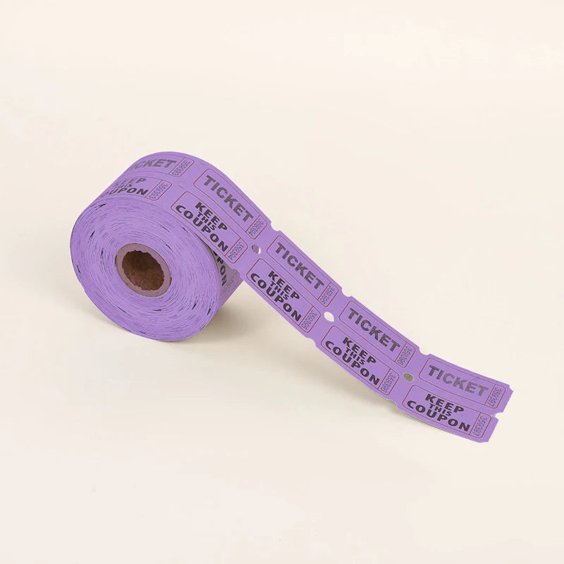 1000Pcs Colorful Tearable Raffle Tickets Double Rolls Admission Ticket Game Ticket For Events Carnivals Entry Class Reward Qme Purple 1set