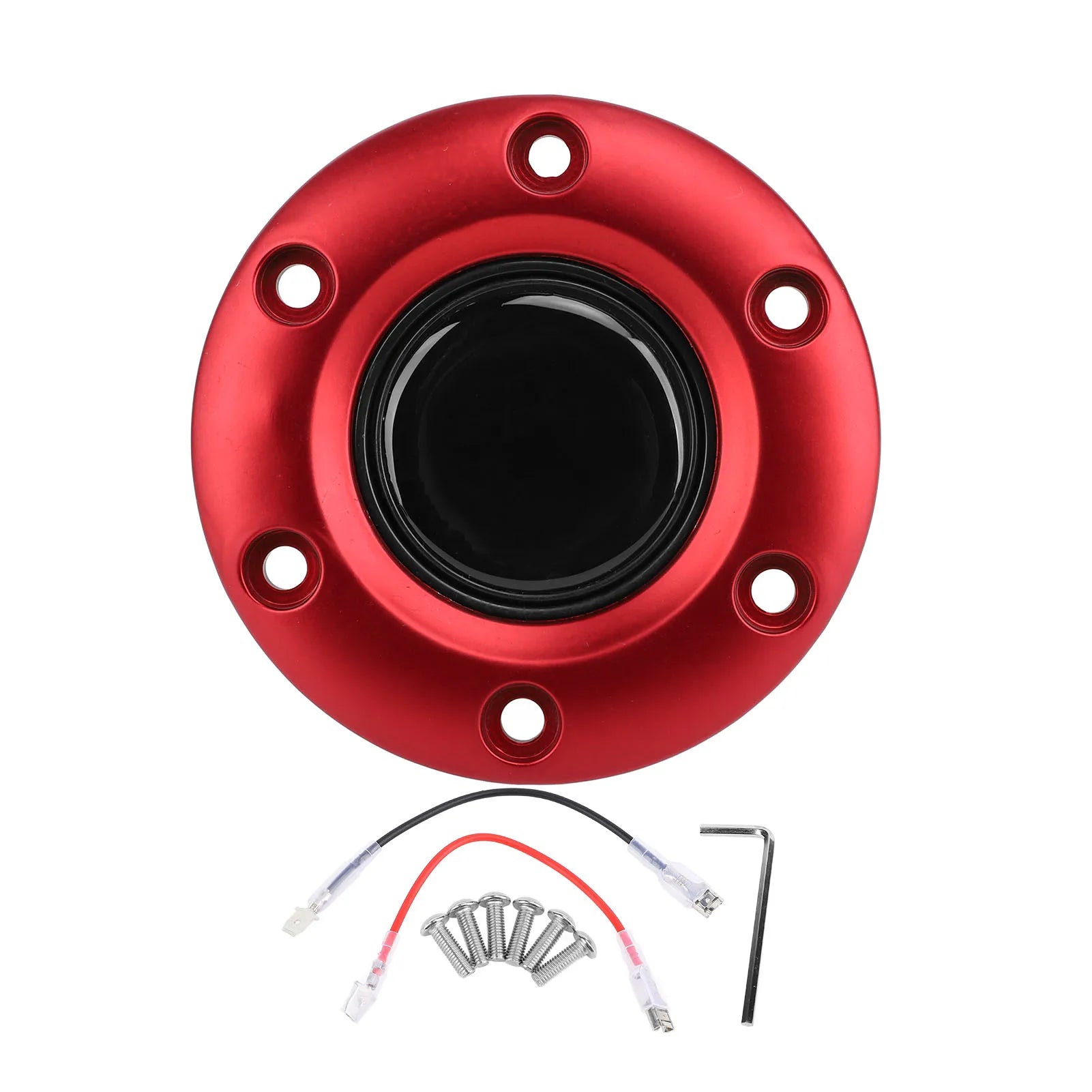 Car Steering Wheel Center Interior Steering Wheel Horn Button for 6 Hole Steering Wheel Steering Wheel Horn Button Qme Red